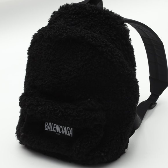 Balenciaga Fluffy Faux-Fur Shearling Black Backpack main image 11